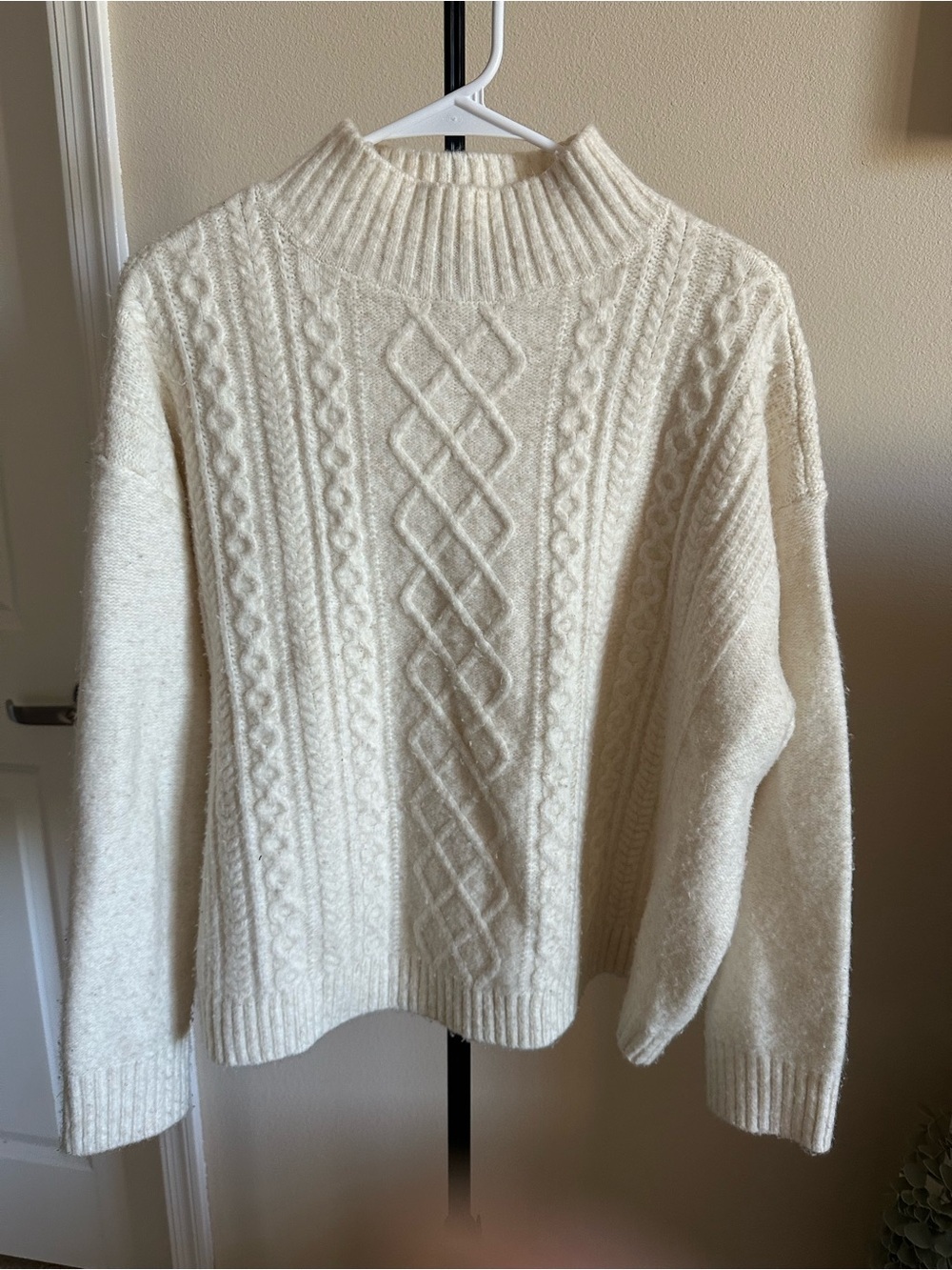 LOFT Cream Cable Turtleneck Sweater - Picture 2 of 7